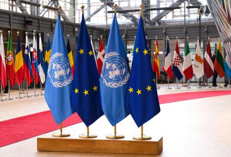 UN EU Flags